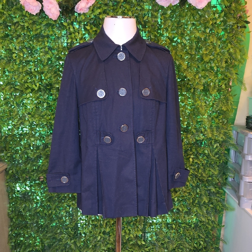 Tory Burch Navy Double-Breasted Trench Coat